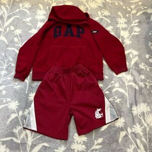 NCAA WSU  Athletic Shorts & GAP Hooded  Sweatshirt Fleece Sz M Bundle